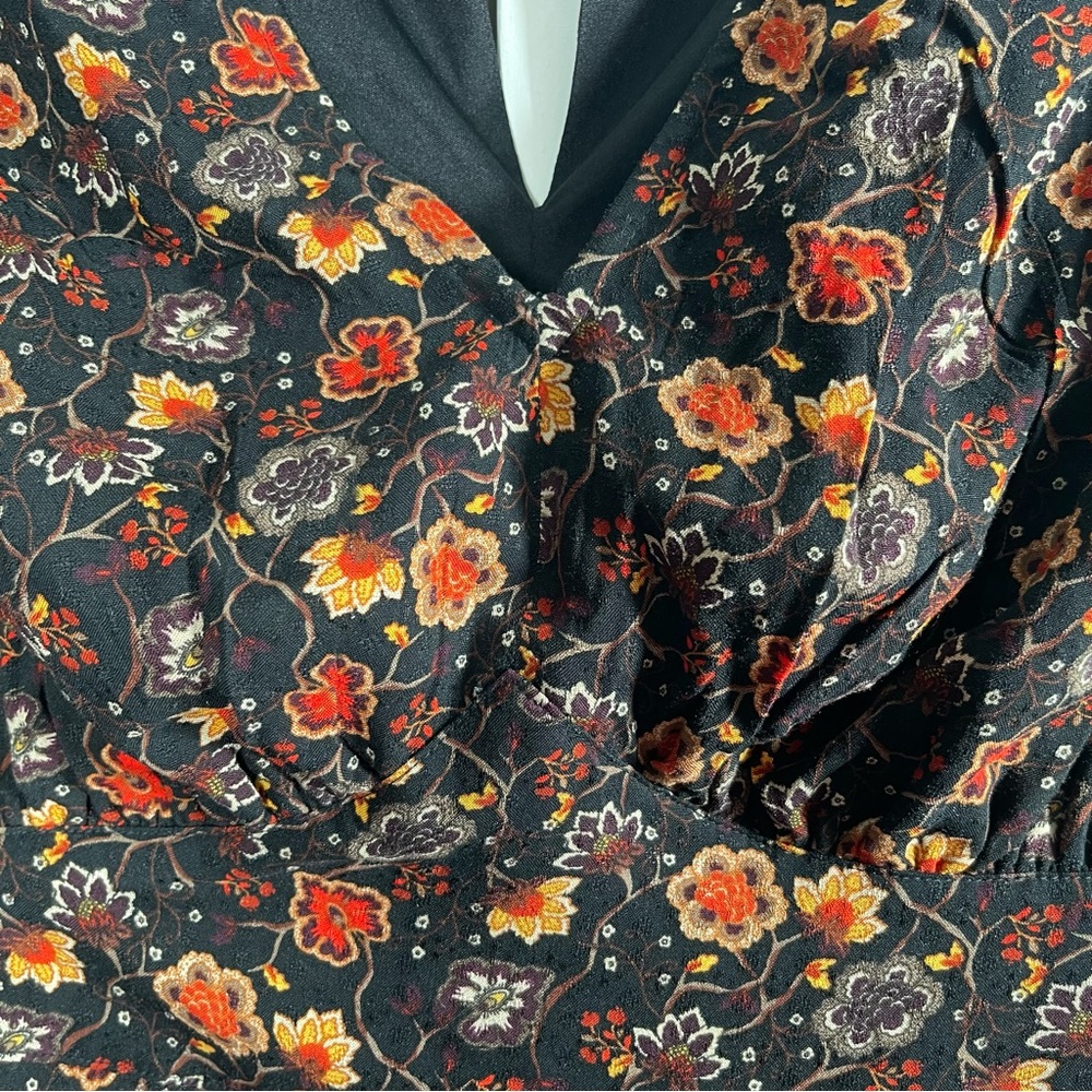 Lane Bryant Floral Maxi Dress Black Fall Print Long Sleeve Size 14 - Picture 6 of 15
